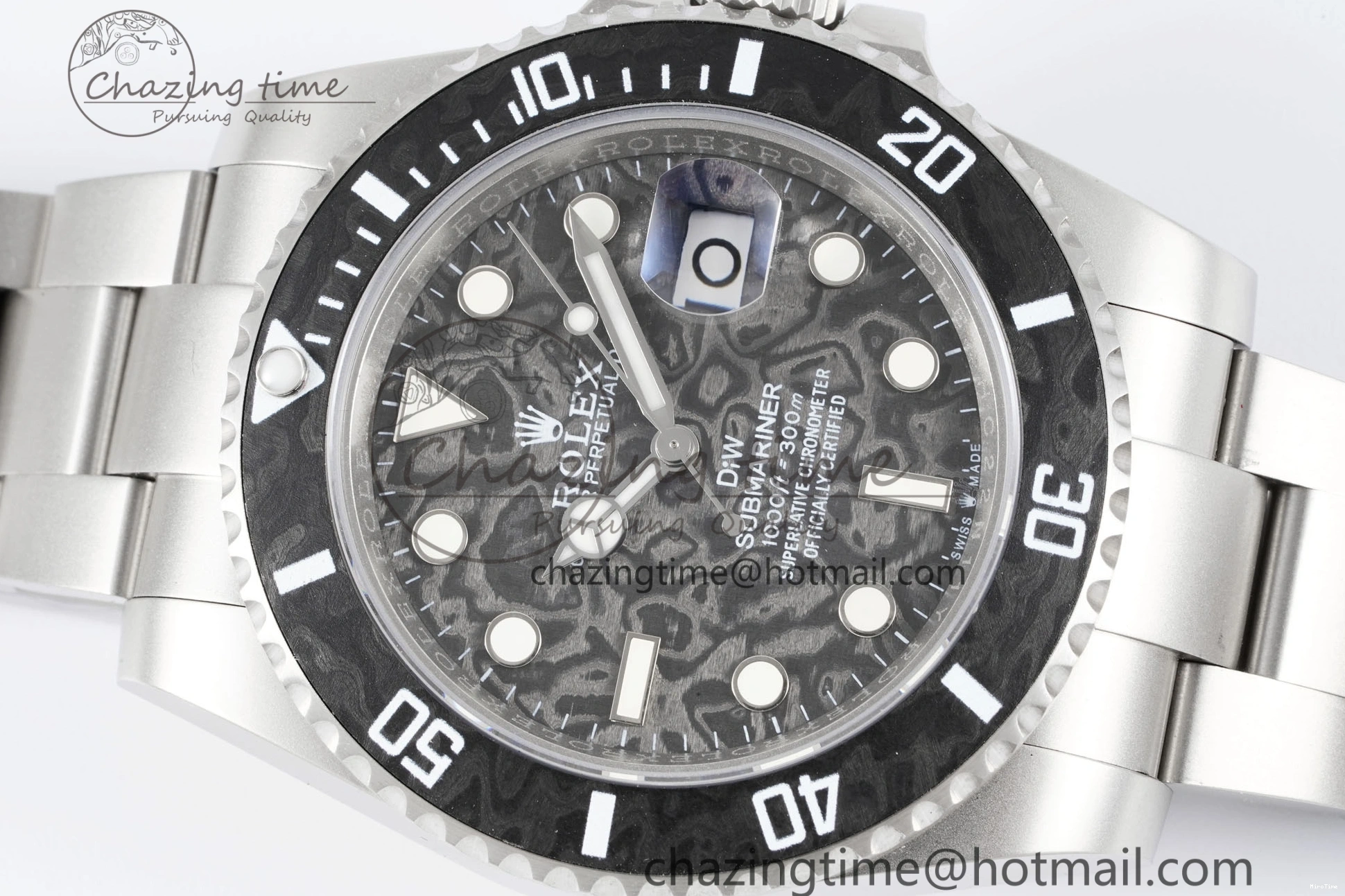 MiroTime 0219 Submariner Sandblasted DIWF Best Edition Carbon Bezel Carbon Dial Dial on SS Bracelet VR ModernLook 2064